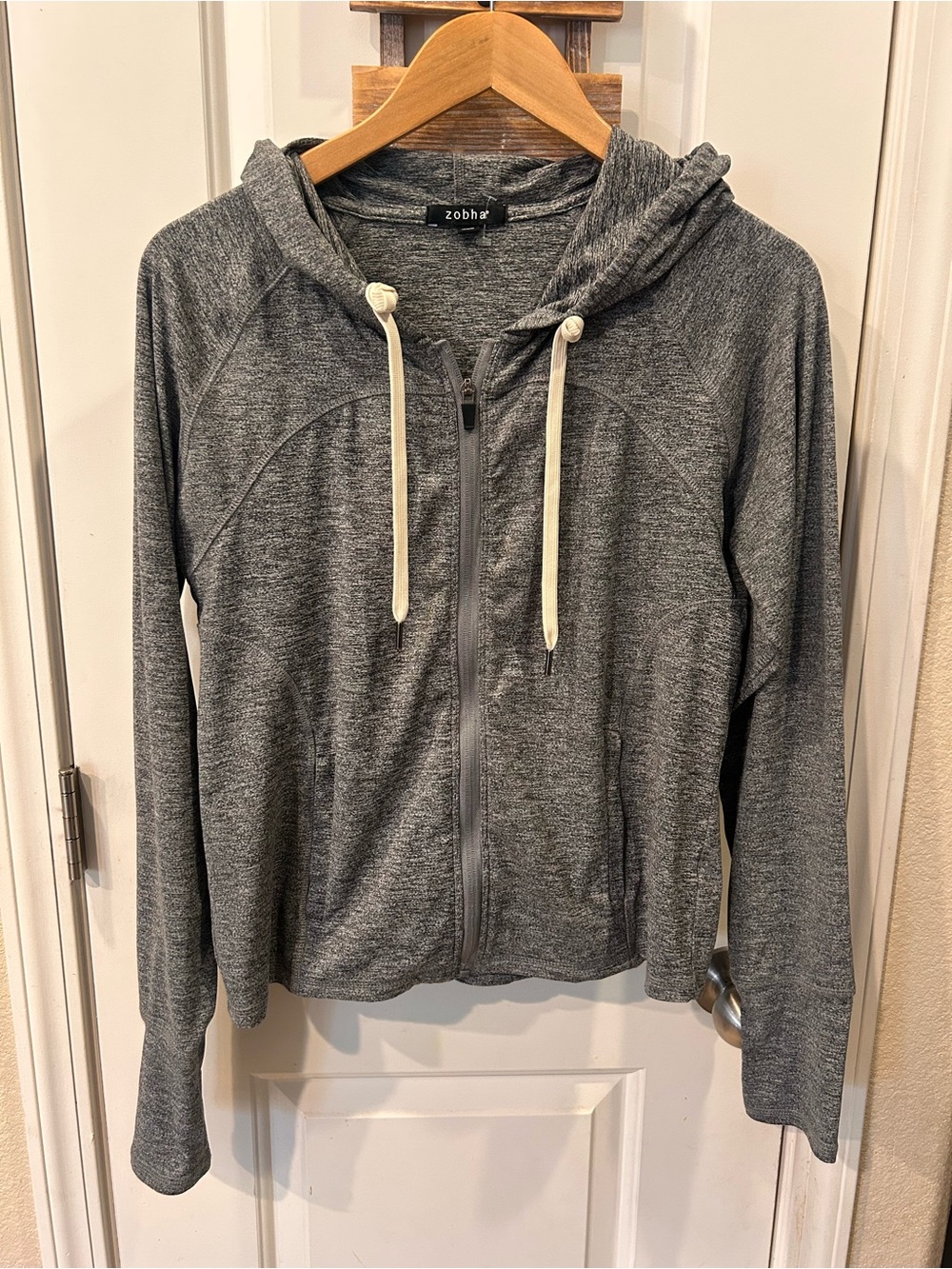 Zobha Full-Zip Hoodie Workout Heathered Gray Athleisure Comfy